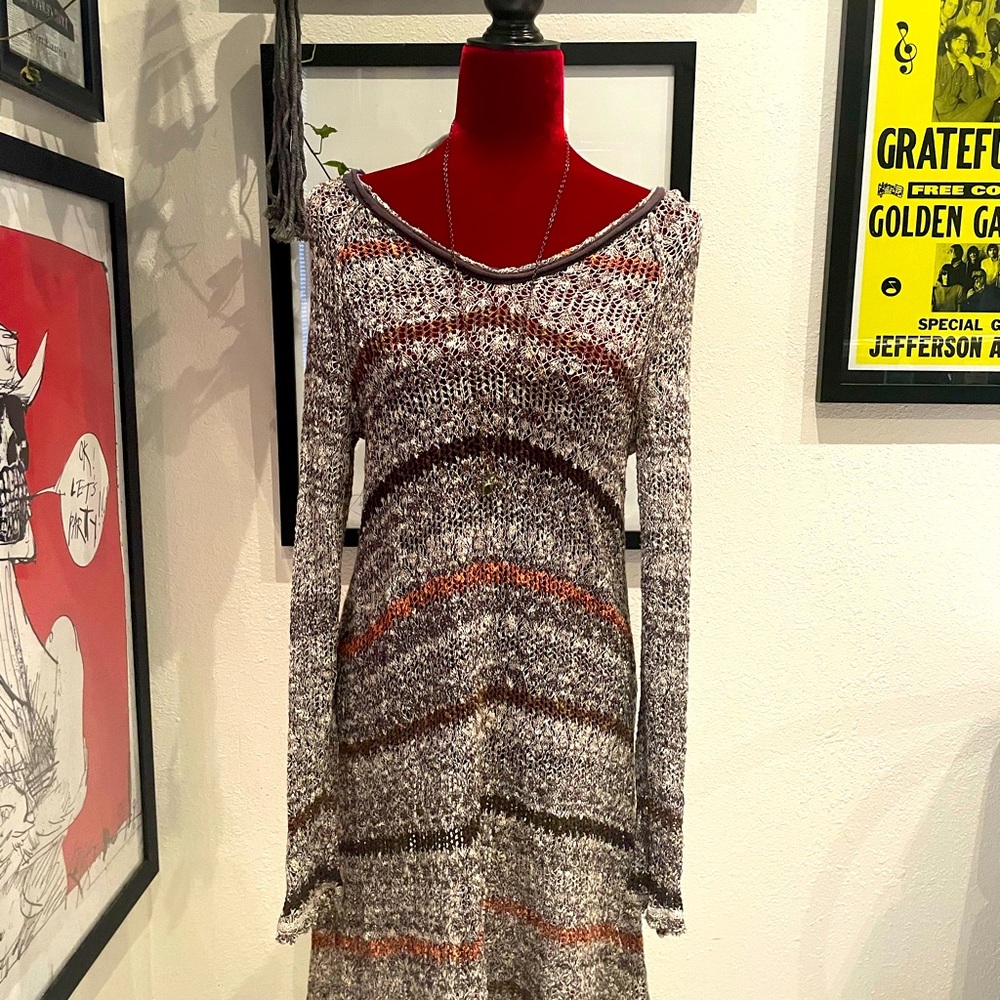 Free People crochet long see through top.